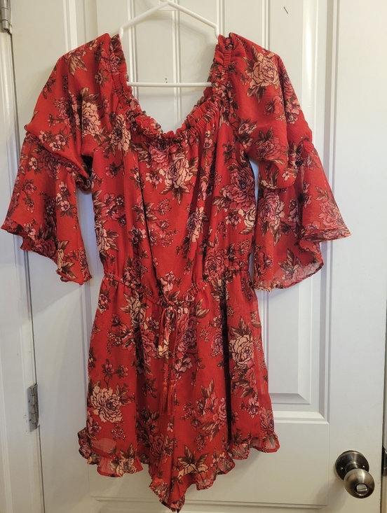American Eagle Outfitters Pants - 2/$25 Red Floral Off-Shoulder Romper